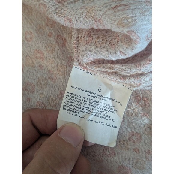 Old Navy Peasant Milkmaid Blouse Boho Floral Front Tie Womens L - Picture 5 of 10